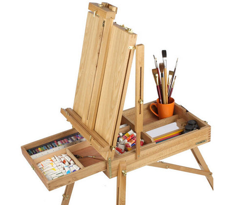 Wooden Art Easel Box for Painting with Storage Desktop Easel for