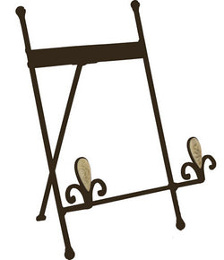 Wrought Iron Table Top Easel, Decorative Tripod Design   Brown