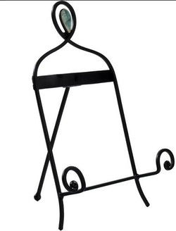 Wrought Iron Table Top Easel, Decorative Tripod Design   Black