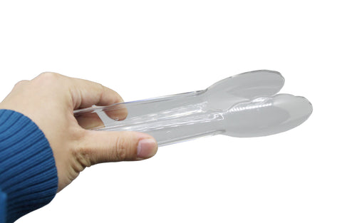 8.5" Plastic Tongs with Scallop Design - Clear 19480