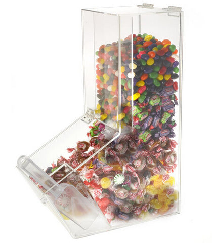 Acrylic box candy display dispenser for the retail food store