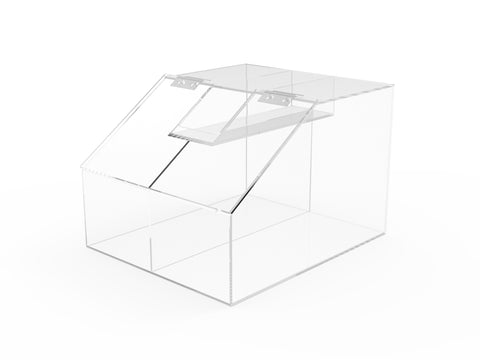2.5 Gallon Acrylic Candy Bin, 2 Compartments, Scoop Holder 10" W X 8" H X 12" D 19491