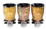 Triple Food Dispenser, 1 Gallon Each, Counter or Wall Mount, Portion Control - Black 19507