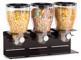 Triple Food Dispenser, 1 Gallon Each, Counter or Wall Mount, Portion Control - Black 19507