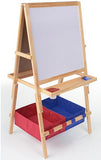 Double-sided Dry Erase   Blackboard Easel with Trays - Wooden Frame 19522