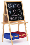 Double-sided Dry Erase   Blackboard Easel with Trays - Wooden Frame 19522
