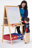 Double-sided Dry Erase   Blackboard Easel with Trays - Wooden Frame 19522