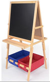 Double-sided Dry Erase   Blackboard Easel with Trays - Wooden Frame 19522