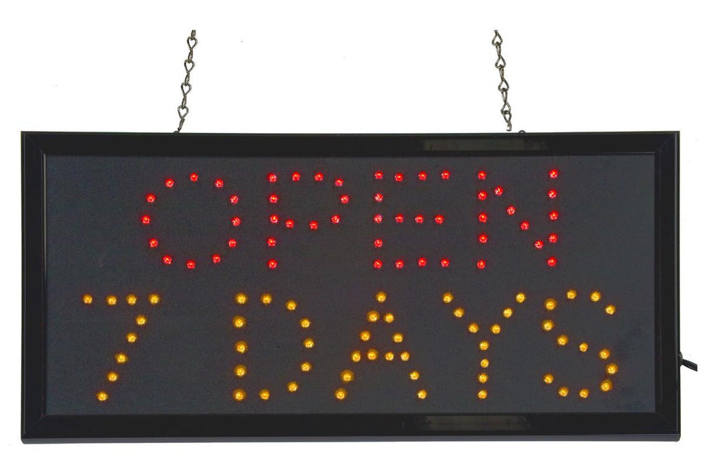 OPEN_7_DAYS_Animated_LED_Sign_with_Hanging_Chain,_Rectangular_ _Red ...