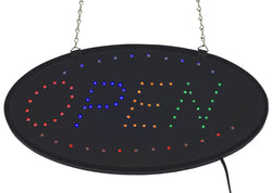 "OPEN" Animated LED Sign with Hanging Chain, Round 19537