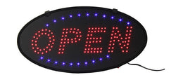 "OPEN" Animated LED Sign with Hanging Chain, Round - Blue Red 19539