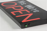 "Yes, We're Open" LED Sign with Hanging Chain, Rectangular - White   Red 19543