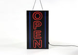"OPEN" Vertical LED Sign with Hanging Chain - Red Blue 19544