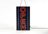 "OPEN" Vertical LED Sign with Hanging Chain - Red Blue 19544