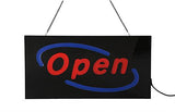 "OPEN" LED Sign with Hanging Chain, Rectangular - Red Blue 19545