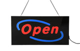 "OPEN" LED Sign with Hanging Chain, Rectangular - Red Blue 19545