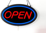OPEN Animated LED Sign with Chains, Oval - Blue   Red 19554