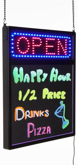"OPEN" Animated LED Sign with Write-on Board - Blue   Red 19556