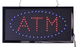 "ATM" Animated LED Sign with Hanging Chain, Rectangular - Red   Blue 19559