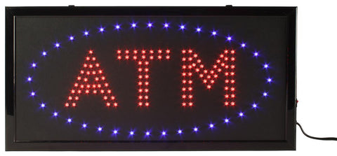 "ATM" Animated LED Sign with Hanging Chain, Rectangular - Red   Blue 19560