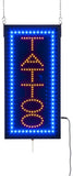 TATTOO Animated LED Sign with Hanging Chain, Vertical   Blue Yellow 19566