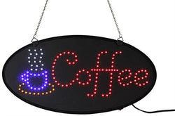 "COFFEE" Animated LED Sign with Hanging Chain - Red Blue 19569