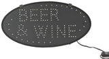 "BEER WINE" Animated LED Sign with Hanging Chain, Round - Blue, White Blue 19570