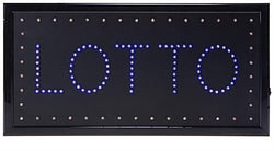 "LOTTO" Animated LED Sign with Hanging Chain, Rectangular - Blue 19576