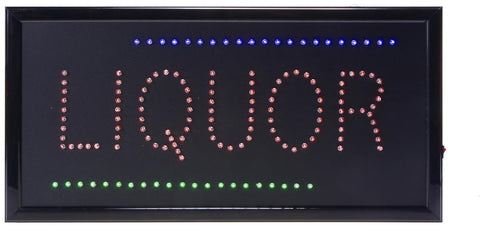 "LIQUOR" Animated LED Sign with Hanging Chain, Rectangular - Red, Green   Blue 19577