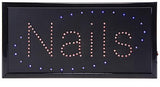 "NAILS" Animated LED Sign with Hanging Chain, Rectangular - Red   Blue 19579