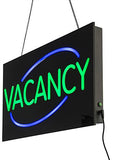 "Vacancy" LED Sign with Hanging Chain, Rectangular - 23" x 11" Green   Blue 19581