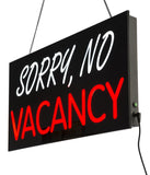 "Sorry No Vacancy" LED Sign with Hanging Chain, Rectangular - 23" x 11" Red   White 19583