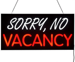 "Sorry No Vacancy" LED Sign with Hanging Chain, Rectangular - 23" x 11" Red   White 19583
