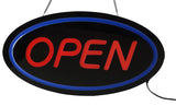 "OPEN" LED Sign with Hanging Chain - 24" x 13" Oval Red   Blue 19585