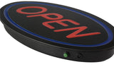 "OPEN" LED Sign with Hanging Chain - 24" x 13" Oval Red   Blue 19585