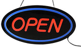 "OPEN" LED Sign with Hanging Chain - 24" x 13" Oval Red   Blue 19585