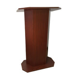 30" Portable Podium for Floor, Large Reading Surface, Open Back with Shelf - Mahogany 19588