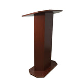 30" Portable Podium for Floor, Large Reading Surface, Open Back with Shelf - Mahogany 19588