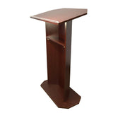 30" Portable Podium for Floor, Large Reading Surface, Open Back with Shelf - Mahogany 19588