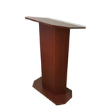 30" Portable Podium for Floor, Large Reading Surface, Open Back with Shelf - Mahogany 19588