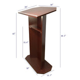 30" Portable Podium for Floor, Large Reading Surface, Open Back with Shelf - Mahogany 19588