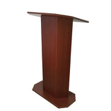 30" Portable Podium for Floor, Large Reading Surface, Open Back with Shelf - Mahogany 19588