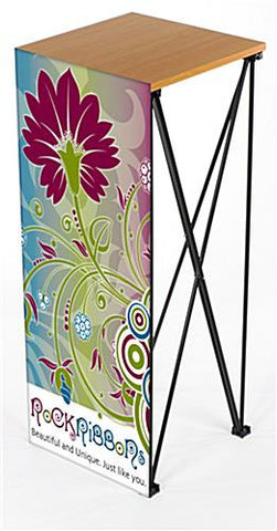 16.5" Portable Podium Stand with Custom-Printed Banner Graphic 19591