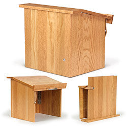 14" Tabletop Portable Podium with Folding Design, Oak Wood - Light Stain 19599