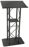 25" Truss Lectern with Interior Shelf, Open Front - Black 19610