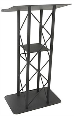 25" Truss Lectern with Interior Shelf, Open Front - Black 19610