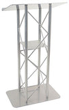 25" Truss Lectern with Interior Shelf, Open Front - Silver 19611