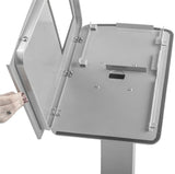 iPad Podium Stand, Locking Enclosure, Ledge for Speaker's Notes, Power Cable - Silver 19612