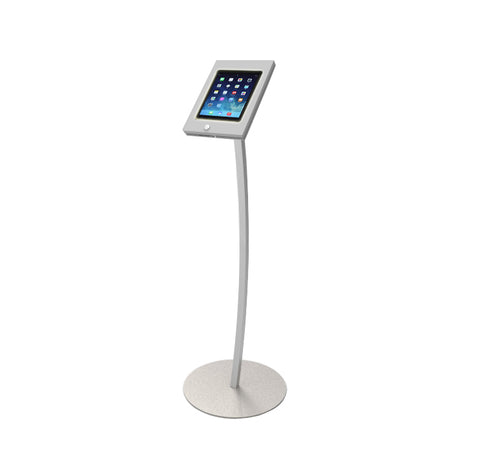 iPad Podium Stand, Locking Enclosure, Ledge for Speaker's Notes, Power Cable - Silver 19614