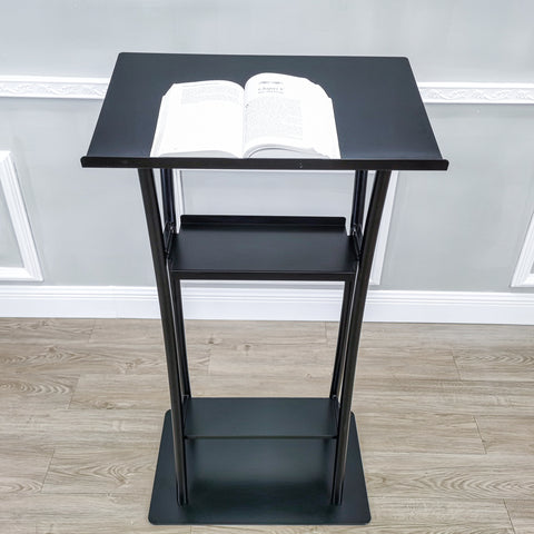 Lecterns & Podiums With Wheels - Portable Lectern Stand For Classroom & Church Mobile Wooden Podium